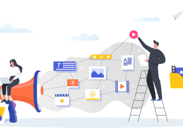 Graphic with icons describing video storytelling